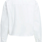 JXSolly 2 Pocket Poplin LS Cropped Shirt - White