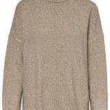 NMIan LS Roll Neck Knit - Nomad Melange