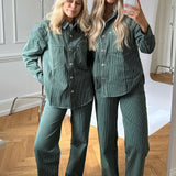 ONLNehva HW Straight Pants - Dark Green White