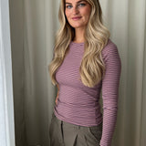 JXFreya LS Rib Stripe Tee - Woodrose