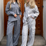 LivaIC Cargo Pants - Dark Grey Pinstripe