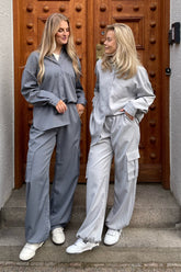 LivaIC Skjorta - Ljusgrå Vit Randig