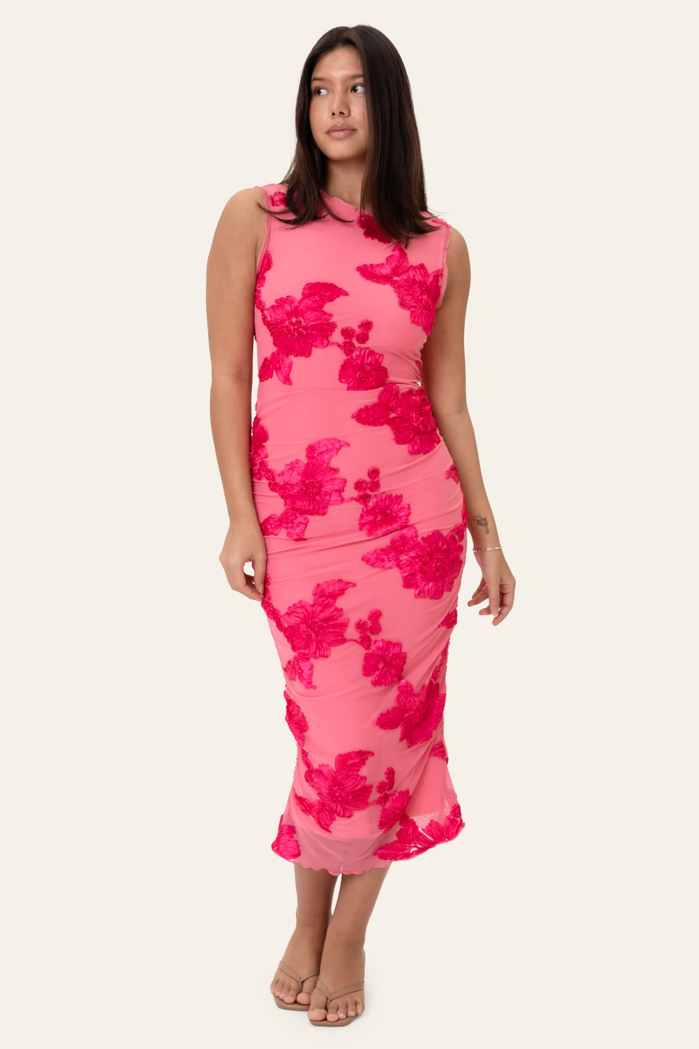 MiraIC Mesh Dress - Fuchsia Pink Flower – se.byic.com
