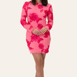 MalouIC Mesh Dress - Fuchsia Pink Flower