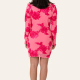 MalouIC Mesh Dress - Fuchsia Pink Flower
