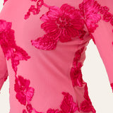 MalouIC Mesh Dress - Fuchsia Pink Flower