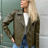 ONLJacky Faux Leather Biker - Dark Olive