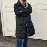 JXLenora Shiny Quilted Coat - Black