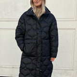 JXLenora Shiny Quilted Coat - Black