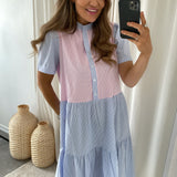 Lipe Dress Cotton Poplin - Blue Rose Stripe