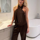 HollyIC Wrap Top - Dark Brown