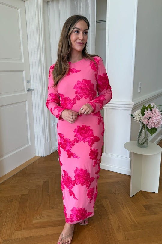 EliseIC Mesh Klänning (Preorder del. week 23) - Rosa Blomma