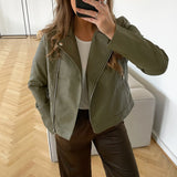 JXGail Faux Leather Biker Jacket - Burnt Olive