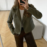 JXGail Faux Leather Biker Jacket - Burnt Olive