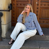 AlmaIC Trenchcoat - Blue Woven Stripe