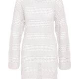 NMLaika LS Oneck Knit Dress - Eggnog