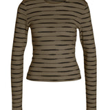 NMMalina LS Stripe Top - Capers Black
