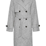 VMFortune Long Trench Coat - Light Grey Melange
