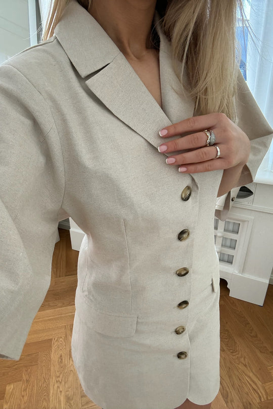 SelmaIC Blazer Klänning - Beige Linne