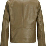 JXGail Faux Leather Biker Jacket - Burnt Olive