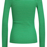 JXFreya LS Rib Stripe Tee - Jolly Green Bright White