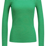JXFreya LS Rib Stripe Tee - Jolly Green Bright White