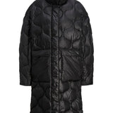 JXLenora Shiny Quilted Coat - Black