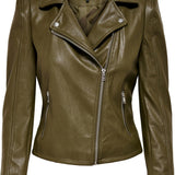 ONLJacky Faux Leather Biker - Dark Olive