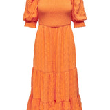 ONLThalia 2/4 Smock Calf Dress - Tangerine