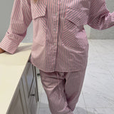 HannahIC Pants - Light Pink White Stripe