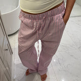 HannahIC Pants - Light Pink White Stripe