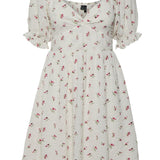 VMHollo 2/4 Knot Short Dress - Snow White Pink Flower