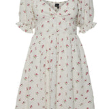 VMHollo 2/4 Knot Short Dress - Snow White Pink Flower
