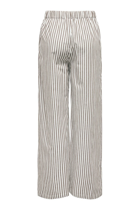 ONLSaga Byxor - Hvit Med Brun Striper