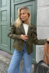 ONLJacky Skinnimitation Jacka - Mörk Oliv Grön