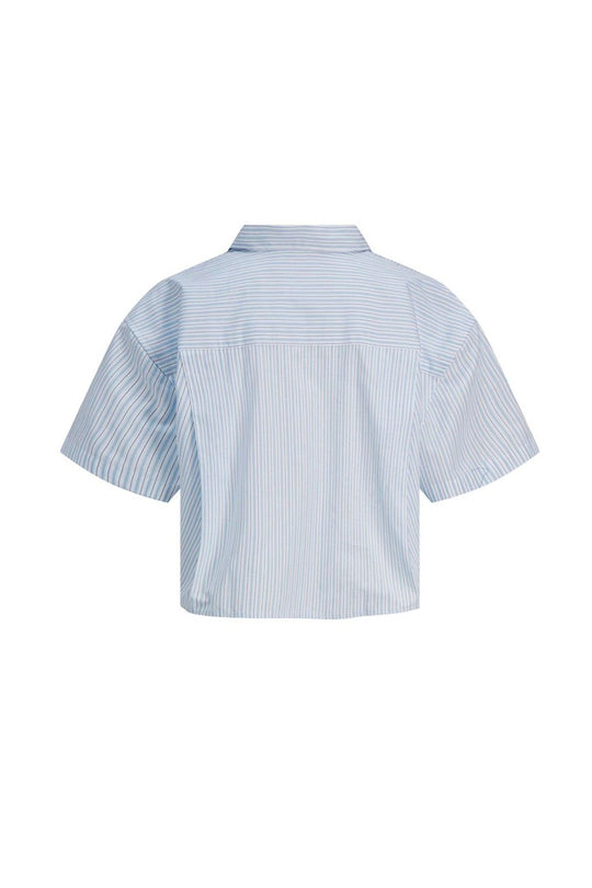 JXMolly Cropped Skjorta - Vit Blå Randig