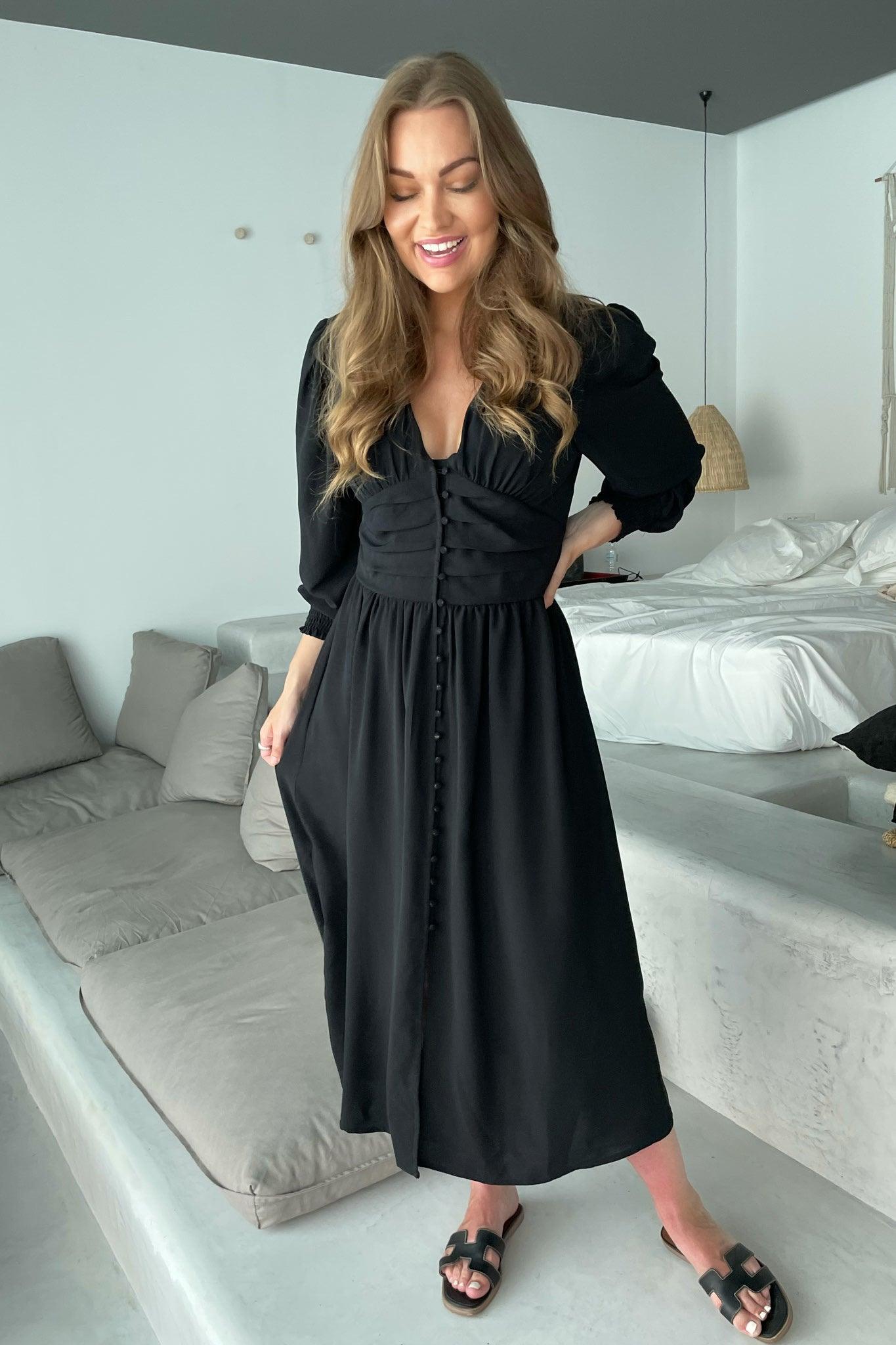 Long Adel Dress - Black - se.byic.com