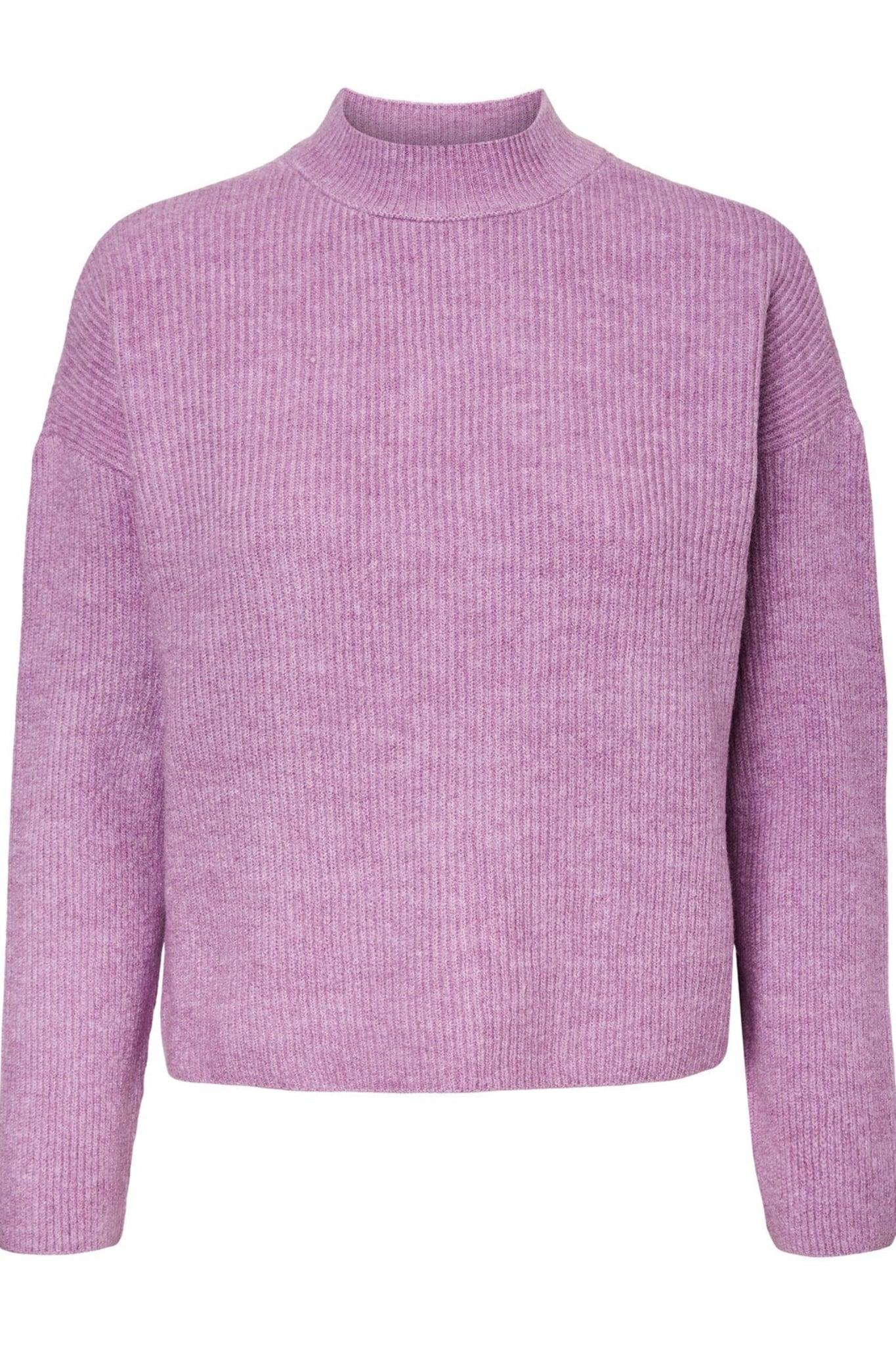 Olina LS Highneck Blouse - Purple - se.byic.com