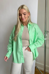 Jamie Oversized Skjorta - Ljusgrön - se.byic.com